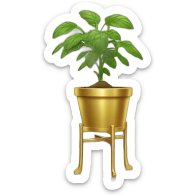 divine plant in a flower pot in golden on a stand with four feet sticker