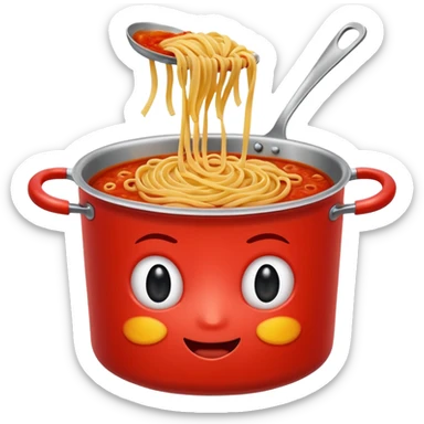 … a pot of pasta sauce being stirred with an emoji in it, not necessarily drowning but like swimming sticker