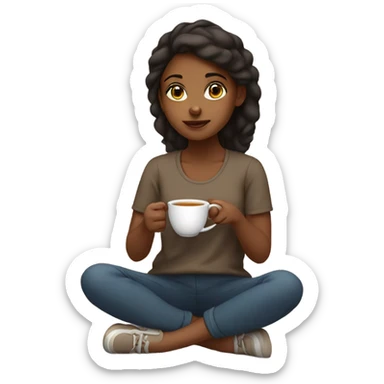 Brown girl Sipping tea sticker