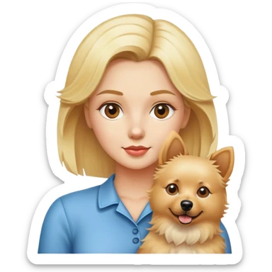 blonde with a spitz dog  sticker