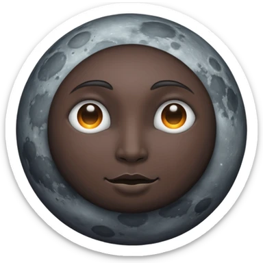 iOS emoji, dark moon, silver outline, mystical symbols, dark fantasy, smooth texture sticker
