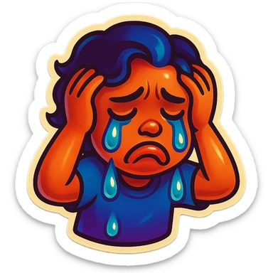 sad Tears rolling down face 
Mouth Pout
hands on head 
head down
 sticker