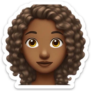 Brown girl with cute eyelashes and hair down sticker