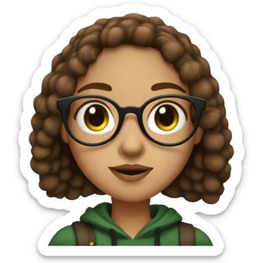 girl with glasses, green eyes, septum piercing and brown hair sticker