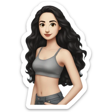 Hania amir, teen, full body, aesthetic, well detailed, black hair sticker