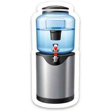Office water cooler with a giant jug on top sticker