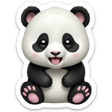 Cinematic Cute Yawning Baby Panda Portrait Emoji, Head tilted slightly with a dramatic, wide-open yawn, showcasing a soft, fuzzy black and white Fur with droopy ears, round eyes barely open in drowsy contentment, Simplified yet irresistibly adorable features, highly detailed, glowing with a soft, cozy glow, high shine, relaxed yet expressive, stylized with a touch of gentle whimsy, bright and endearing, soft glowing outline, capturing the essence of a sleepy yet affectionate baby panda, so drowsy it feels like it could curl up out of the screen for a nap! sticker