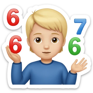 A Lil kid holding 6 7  sticker