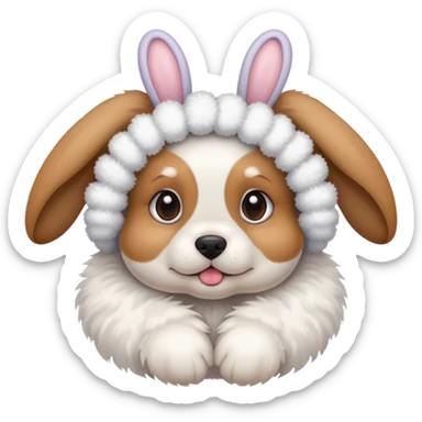 Cute Dog Wearing A  bunny headband sticker