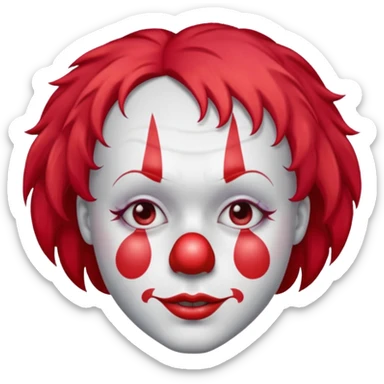 red glitter clown with the sad facial expression sticker