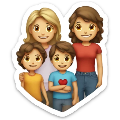 Heart and mom and dad and kids sticker