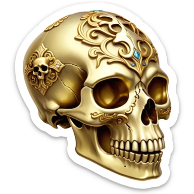 An ornate gilded dog skull  sticker