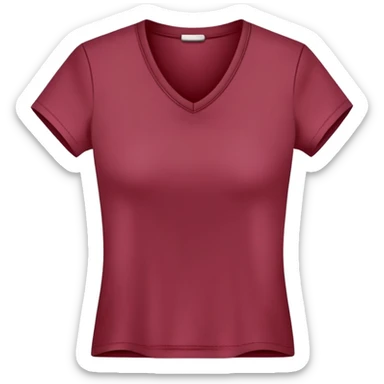 single wine red fitted v-neck t-shirt, cropped length, simple clean isolated garment only, no accessories, plain white background sticker