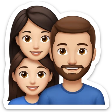 White man with brown hair and brown facial hair in love with an Asian woman with black hair sticker