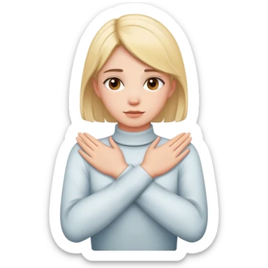 Criss crossed hands holding neck girl sticker