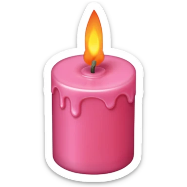 Draw a pink candle with a flame on it that looks 15 degrees tilted from a bird's eye view. sticker