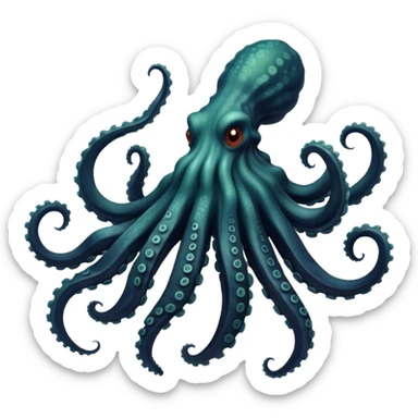 Create a single emoji of a Kraken in full body, shown at a slight side angle in a natural, characteristic pose. stylized like an emoji, but clearly recognizable.  sticker