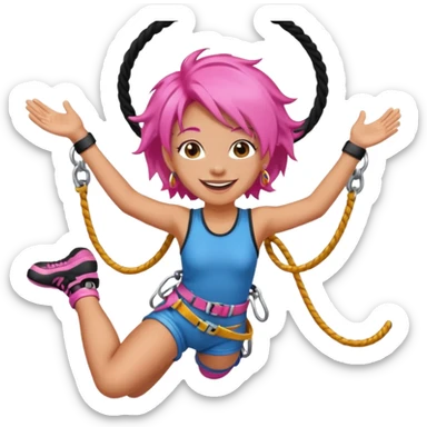bungee jumping face with earrings and pink hair flying away earrings flying away sticker