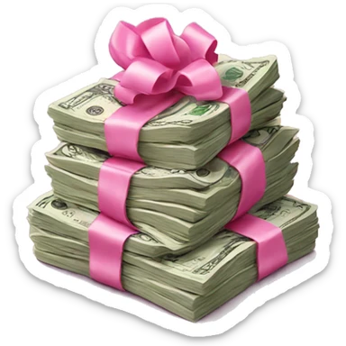 Stack of money with pink bow  sticker