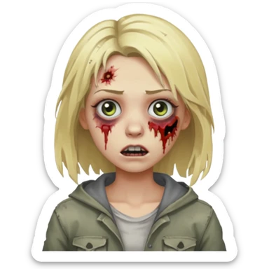 girl zombie with blonde hair sticker