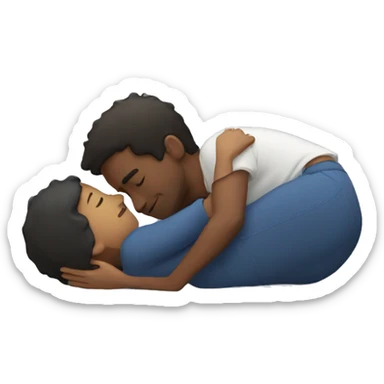Two people hugging lying down sticker