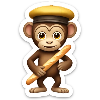 Monkey with a beret and baguette sticker