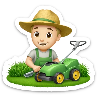 Lawn Mowing Character names grassy gus sticker