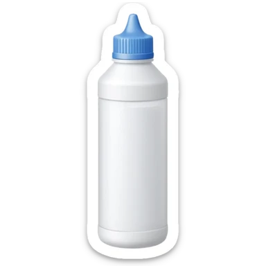 small upright plastic bottle with pointed cap or brush applicator, matte white or pale beige tones, slim slightly cylindrical shape, school or office use, tip with small bead of opaque liquid, no text or extras, apple emoji style, soft lighting, subtle shadows, transparent background, emoji scale sticker