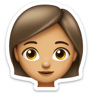 Una niña de cabello marrón ojos marrones con el cabello liso evantando una sola ceja exageradamente sticker