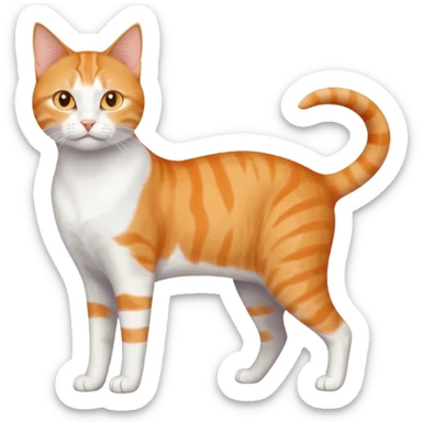 full body orange and white domestic shorthair slim cat with yellow/orange eyes and a white triangle pattern on his face playing sticker