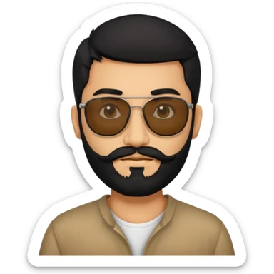 Indian man with  black hair and beard and black sunglasses sticker