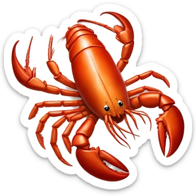 cooked red lobster served on a plate, with a focus on its claws and tail, vibrant and appetizing.” sticker