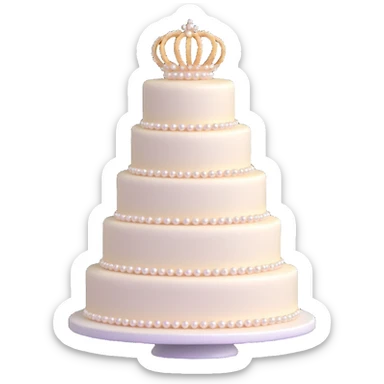 three-tier wedding cake with pearl embellishments sticker