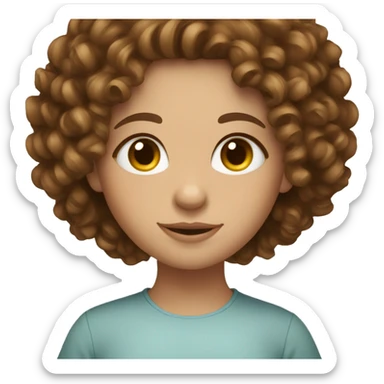 European, brown curly hair, girl sticker