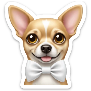Chihuahua wearing a white bow sticker