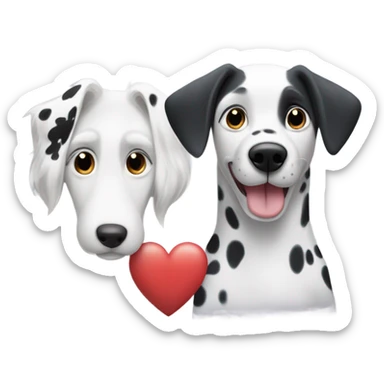 dalmatian and white and grey husky with big heart over head sticker