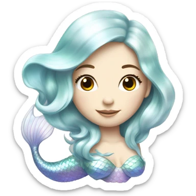 Iridescent mermaid white girl with iridescent tail sticker