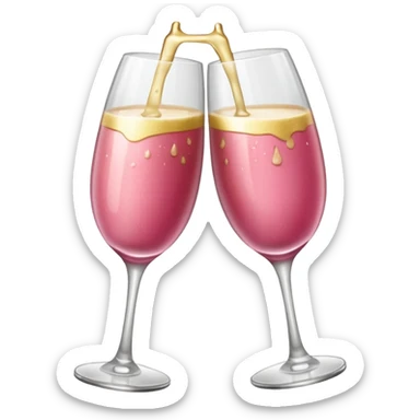 champagne glasses with pink meat champagne giving cheers sticker