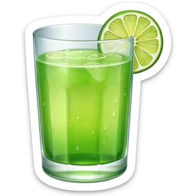 a glass of lime juice, vibrant green, simple, clear sticker