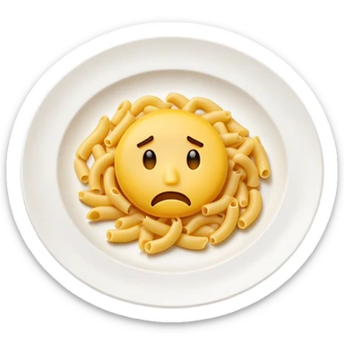 Macaroni on plate with a sad face sticker