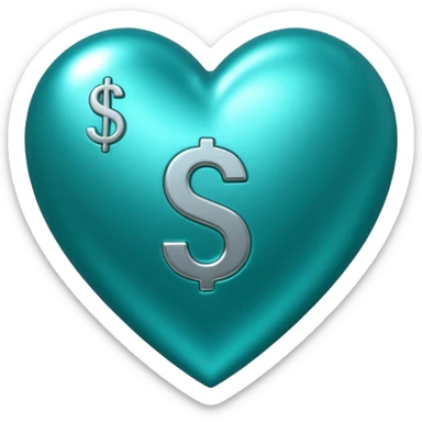 Teal heart with several dollar signs sticker