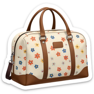 A sports bag with a pale light beige print in a small flower sticker