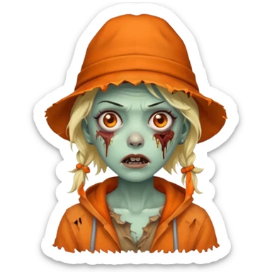 zombie woman in orange hats sticker