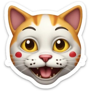 Cat who is a clown and very distorted sticker