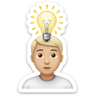 uma pessoa pensando e surge uma boa ideia na lampada sticker