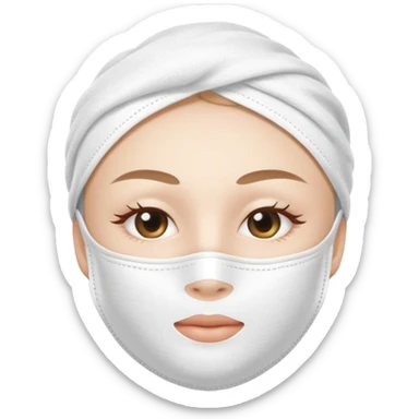 a white skincare beauty mask pack for face, made with cloth sticker