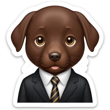 Chocolate Lab wearing black pinstriped suit sticker