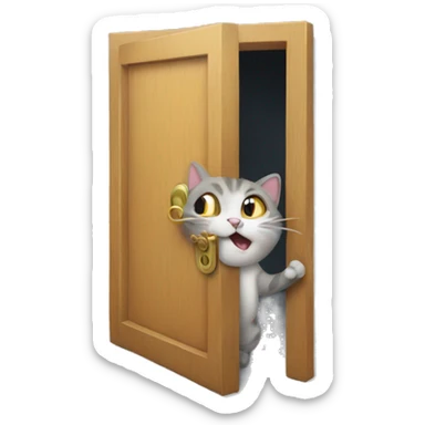 Cat opening a door sticker