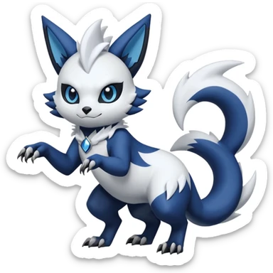 Garurumon-Meowstic-Zangoose-Absol-fusion-hybrid-creature (full body) sticker