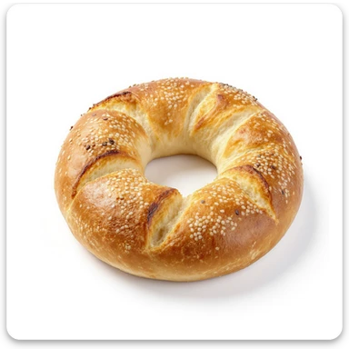 realistic golden brown simit bread with sesame seeds, appetizing, isolated on white background sticker